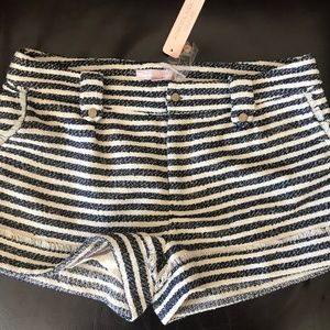 NEW Romeo & Juliet Couture Women's Shorts French Sailor Striped Navy Blue Ivory